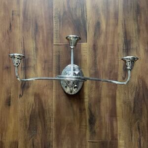 Vintage Bombay‎ Co Candlestick Silver Tone Double Arm Candle Wall Sconce Regency